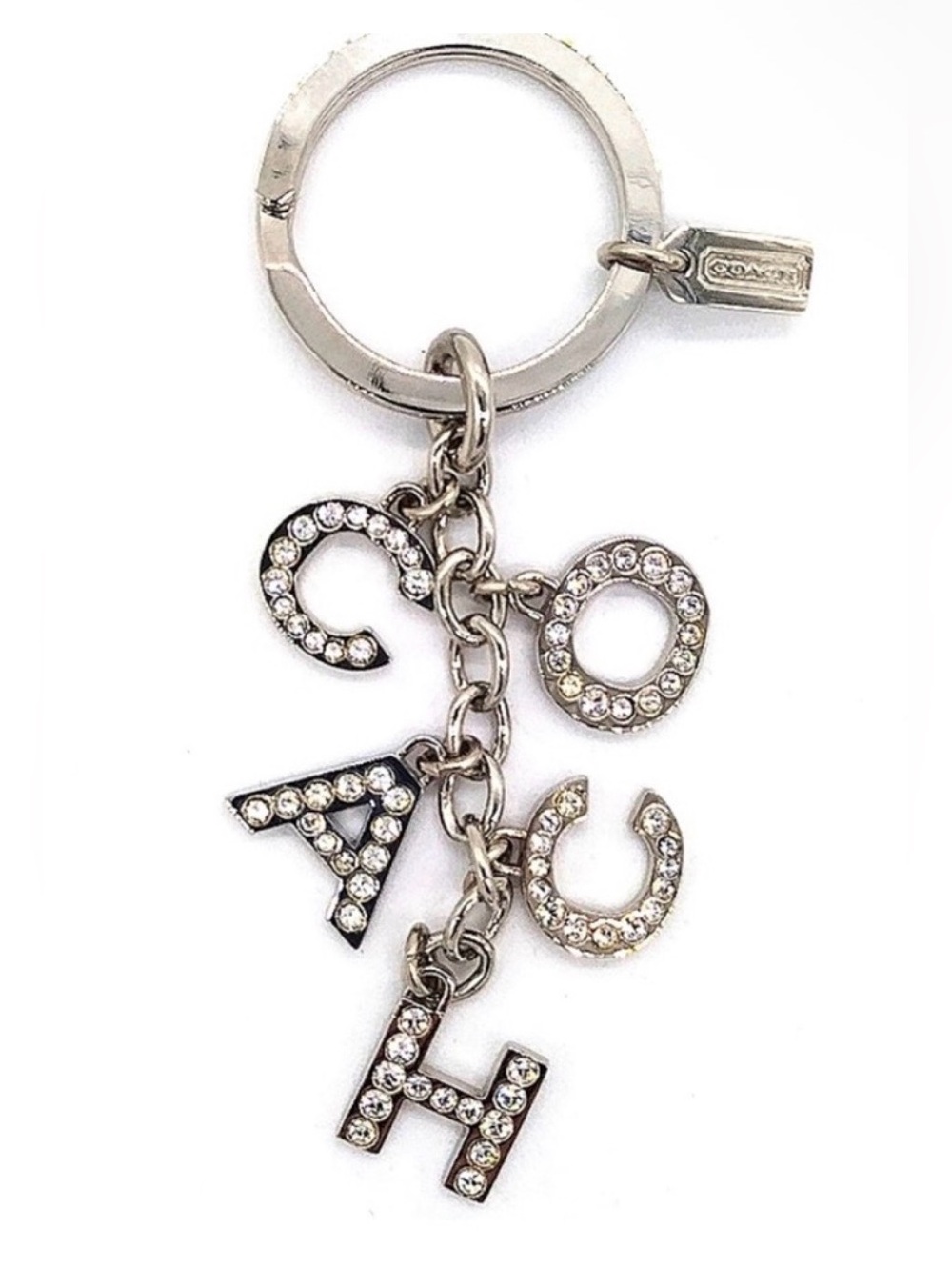 Coach Silver Crystal Letter Keychain - COACH Charm